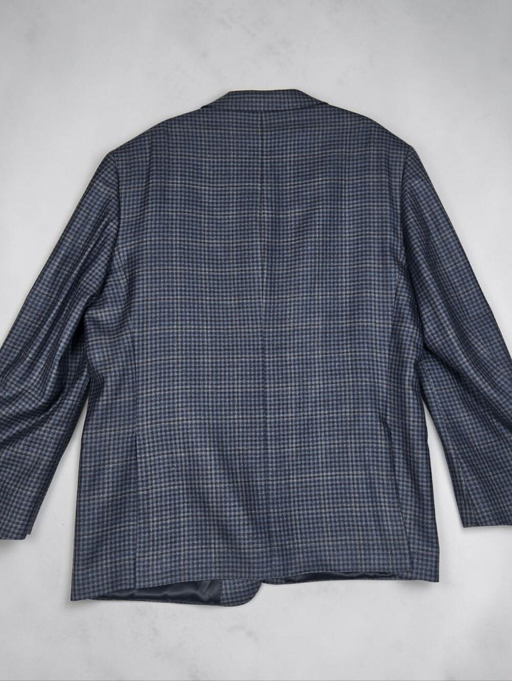 Ralph Lauren Navy Check 2 Button Men's Blazer Wool Silk Blend 46R - Picture 8 of 15